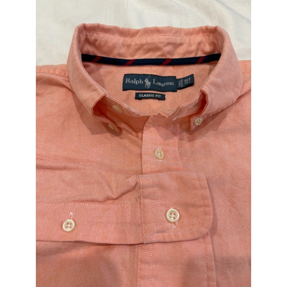 Ralph Lauren Polo Shirt Mens XL Tall Salmon Classic Fit Oxford Button Down Pony